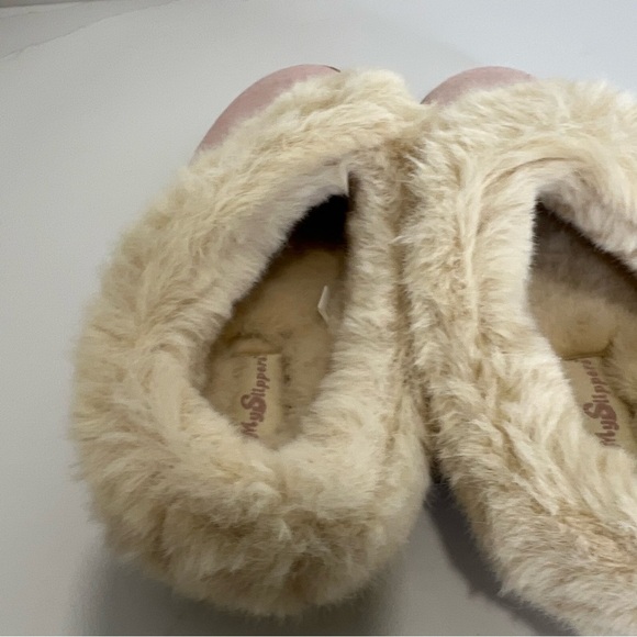 My Slippers Womens Faux Fur Suede Slip-On Slippers Pink Size 9 - Picture 4 of 10